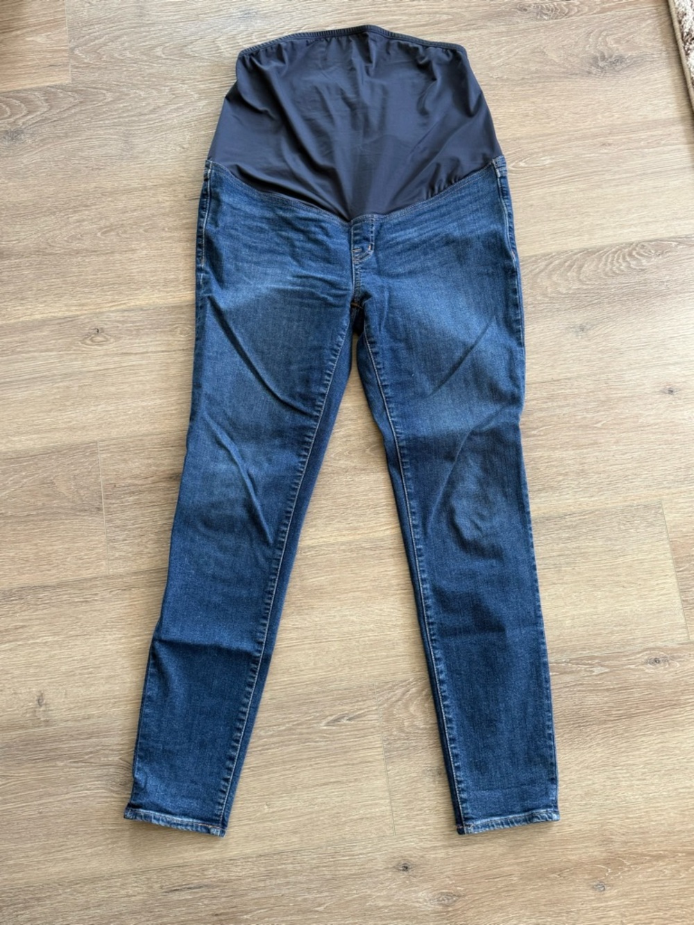 Madewell Dark Blue Maternity High-Rise Jeans with Black Panel